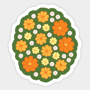 Cosmos | Flower | Summer Autumn | Orange | Dark Green Sticker